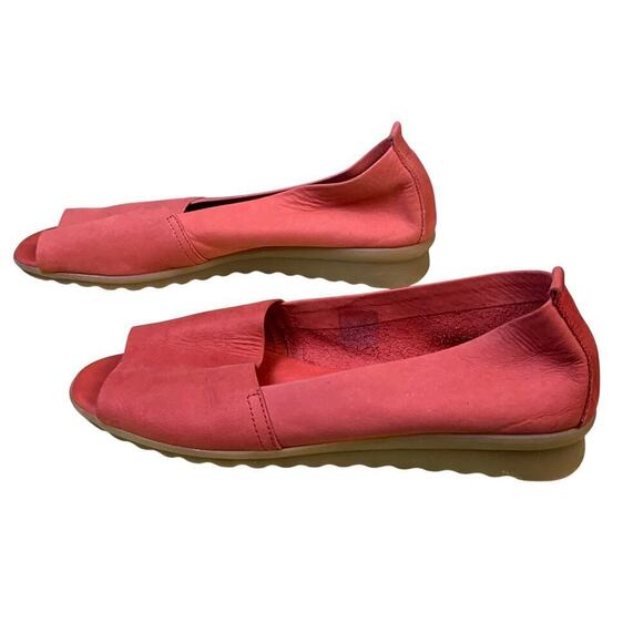 The Flexx Cherry Red leather Peep Toe Low Heel Wedges -  Size 7 - Picture 2 of 9